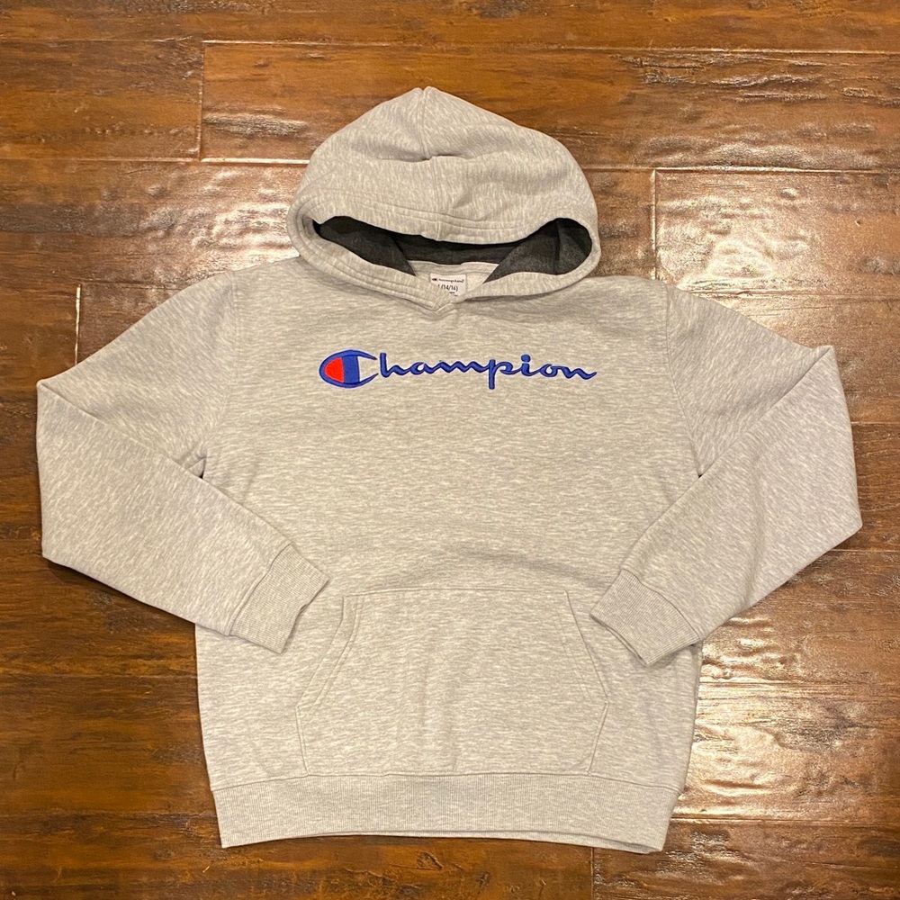 Champion Light Gray Kids Hoodie Size Large (14-16 Youth)